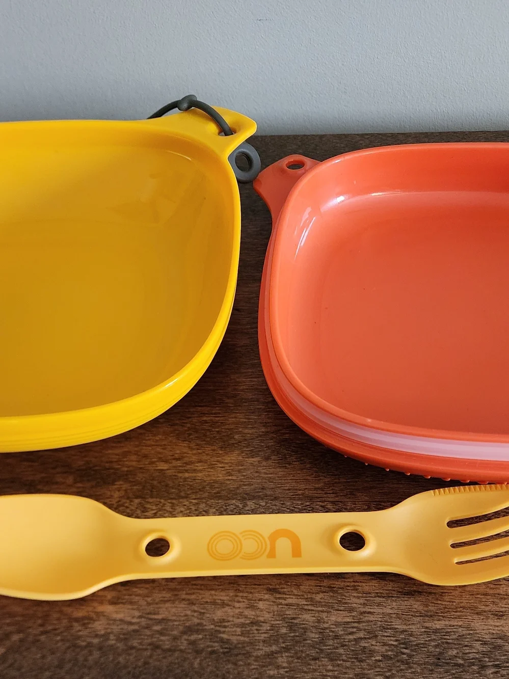 UCO Yellow and Orange Camping Plate Plastic - Compact Outdoor Utensil Set